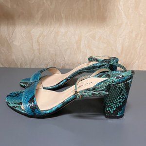 New Paul Andrew Calla Python Leather ankle straps Sandals Blue/Black Size 38